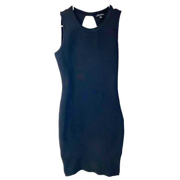 Shinestar Little Black Sun Dress Vacation Party Wear LBD Form Fitting Sleeveless - Picture 1 of 10